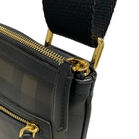 Auth Burberry Dark Brown Black PVC Leather Shoulder Bag - Picture 11 of 16